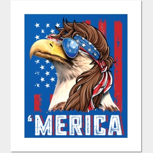 Bald Eagle Mullet Merica Posters and Art